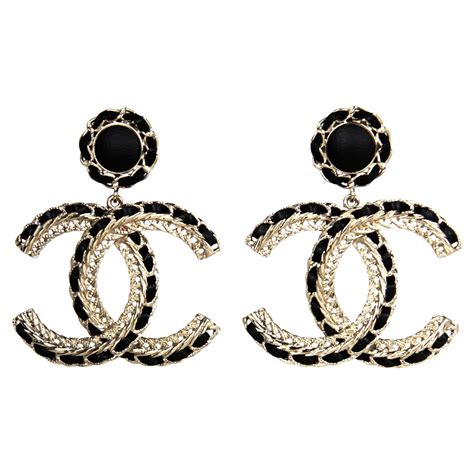 chanel black and gold baroque cc earrings|mercari chanel earrings.